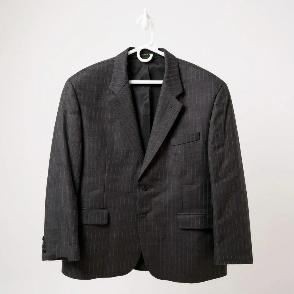 Lauren Ralph Lauren Men's 48R Blazer Sport Coat Charcoal Gray Pinstripe Vent EUC